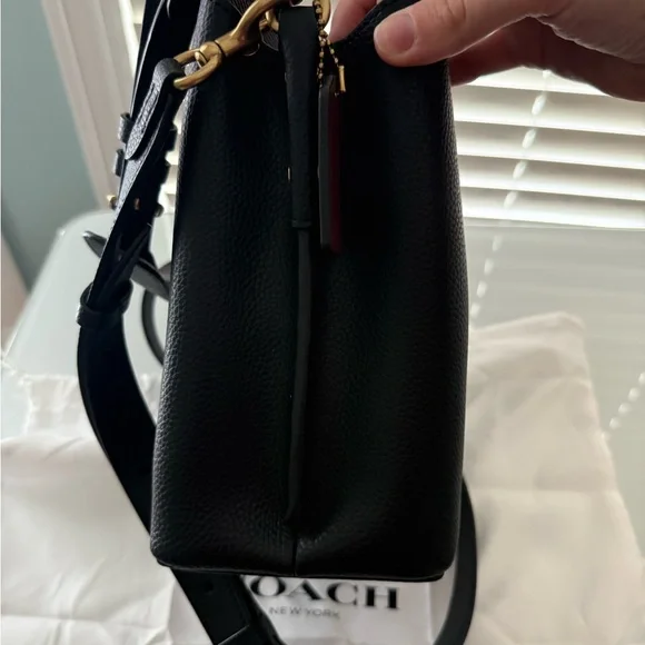 COACH C3916 Willow Bucket Bag Black Polished Pebble Leather Crossbody Shoulder - Picture 3 of 8